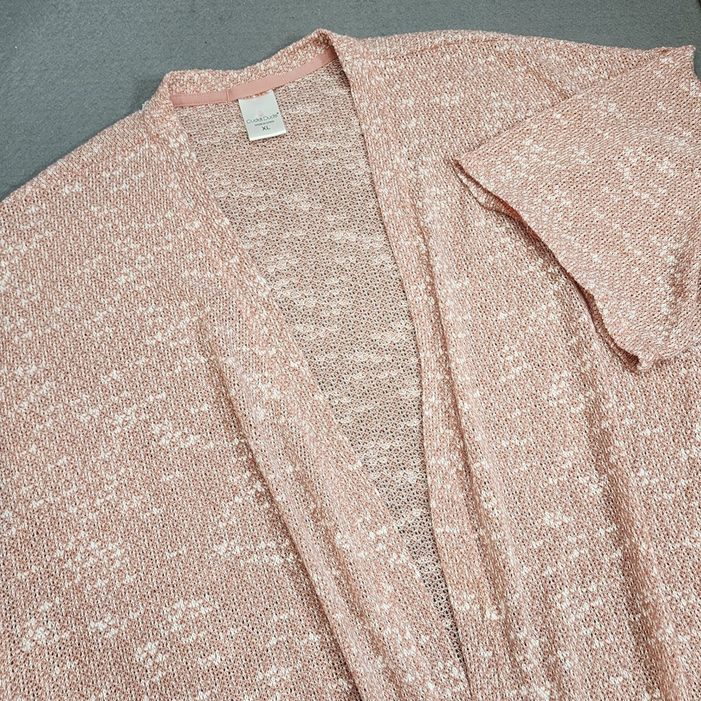 Cuddl Duds Cardigan Pink Space‎ Dye Open Front Kimono Sleeve Womens XL
